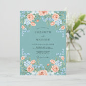 Invitation Mariage Botanique Seduisant de Teinte Turquoise (Debout devant)
