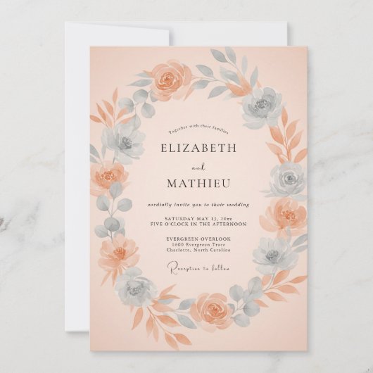 Invitation Mariage Botanique Séraphique Abricot (Devant)