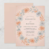 Invitation Mariage Botanique Séraphique Abricot (Devant / Derrière)