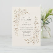 Invitation Mariage Botanique Serein Beige (Debout devant)