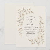 Invitation Mariage Botanique Serein Beige (Devant / Derrière)