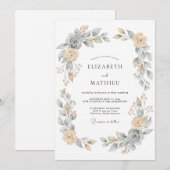 Invitation Mariage Botanique Sérénité Abricot (Devant / Derrière)