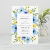 Invitation Mariage Botanique Sérénité Bleu Ciel (Debout devant)