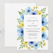 Invitation Mariage Botanique Sérénité Bleu Ciel (Devant / Derrière)
