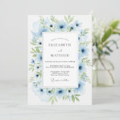 Invitation Mariage Botanique Sérénité Bleu Poudre (Debout devant)