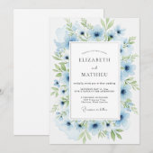 Invitation Mariage Botanique Sérénité Bleu Poudre (Devant / Derrière)