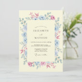 Invitation Mariage Botanique Sérénité Jaune Pâle (Debout devant)