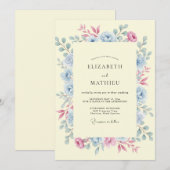 Invitation Mariage Botanique Sérénité Jaune Pâle (Devant / Derrière)