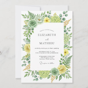 Invitation Mariage Botanique Sérénité Jaune Sauge