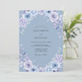 Invitation Mariage Botanique Sérénité Pervenche (Debout devant)