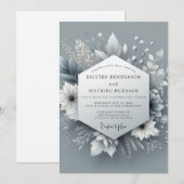 Invitation Mariage botanique Silver Frost (Devant / Derrière)