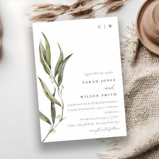Invitation Mariage botanique simple d'Eucalyptus