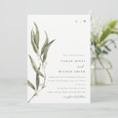 Invitation Mariage botanique simple d'Eucalyptus (Debout devant)