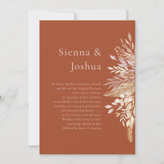 Invitation Mariage botanique simple en terre cuite (Devant)