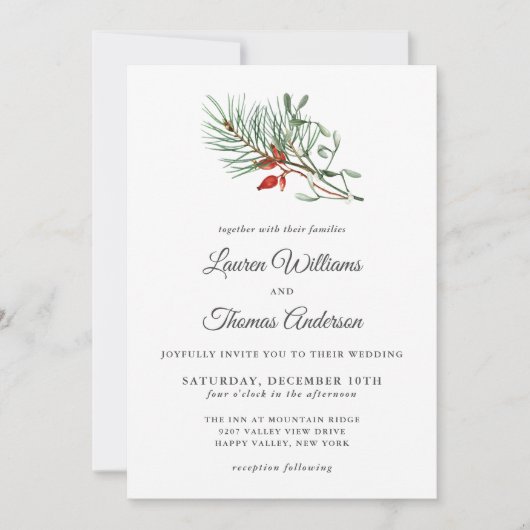 Invitation Mariage botanique simple et champêtre (Devant)