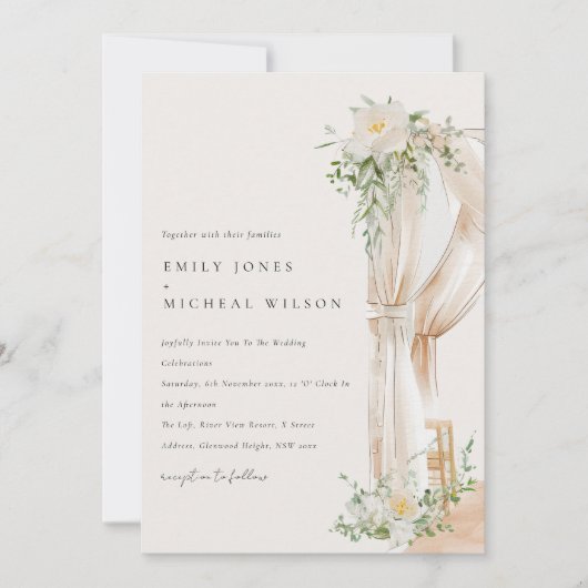 Invitation Mariage botanique Soft Chic Blush Floral (Devant)