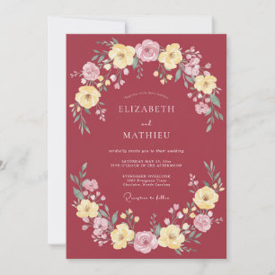 Invitation Mariage Botanique Solennel Marron