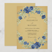 Invitation Mariage Botanique Solennel Ocre (Devant / Derrière)