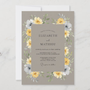Invitation Mariage Botanique Solennel Taupe
