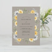 Invitation Mariage Botanique Solennel Taupe (Debout devant)