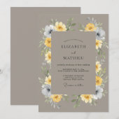 Invitation Mariage Botanique Solennel Taupe (Devant / Derrière)