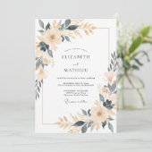 Invitation Mariage Botanique Sophistiqué au Champagne (Debout devant)