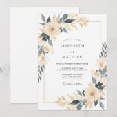 Invitation Mariage Botanique Sophistiqué au Champagne (Devant / Derrière)