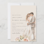 Invitation Mariage botanique souple Rose floral Couple (Devant)
