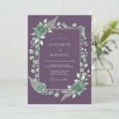 Invitation Mariage Botanique Sublime au Prune (Debout devant)