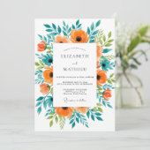 Invitation Mariage Botanique Sublime d'Été Orange (Debout devant)