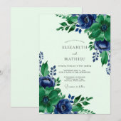 Invitation Mariage Botanique Sublime Vert Émeraude (Devant / Derrière)