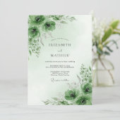 Invitation Mariage Botanique Sublime Vert Sauge (Debout devant)