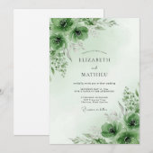 Invitation Mariage Botanique Sublime Vert Sauge (Devant / Derrière)