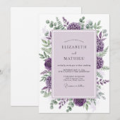 Invitation Mariage Botanique Sublime Violet (Devant / Derrière)