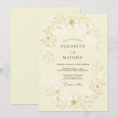 Invitation Mariage Botanique Subtil Jaune Pâle (Devant / Derrière)