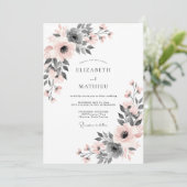 Invitation Mariage Botanique Subtil Rose Pâle (Debout devant)