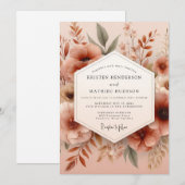 Invitation Mariage Botanique Subtile en Terre Cuite (Devant / Derrière)