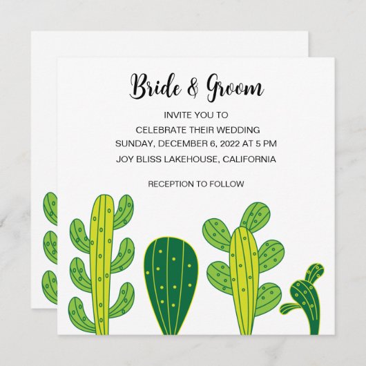 Invitation Mariage botanique Succulent Cactus (Devant / Derrière)