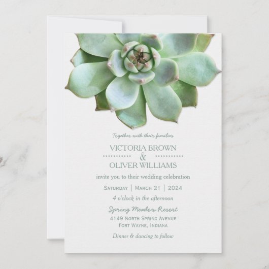 Invitation Mariage botanique Succulent du printemps (Devant)