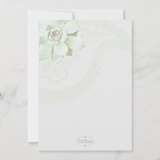 Invitation Mariage botanique Succulent moderne (Dos)