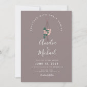Invitation Mariage botanique suspendu en macramé de plante mo (Devant)