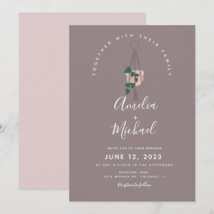 Invitation Mariage botanique suspendu en macramé de plante mo