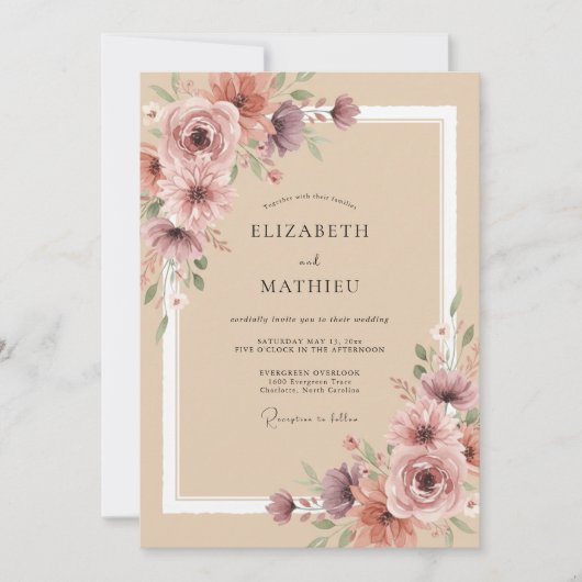 Invitation Mariage Botanique Tan Lush (Devant)