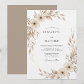 Invitation Mariage Botanique Tan Painterly (Devant / Derrière)