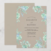 Invitation Mariage Botanique Tan Tranquille (Devant / Derrière)