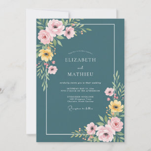 Invitation Mariage Botanique Teal Joyeux