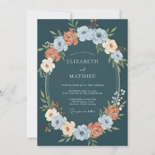 Invitation Mariage Botanique Teal Luxuriant