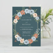 Invitation Mariage Botanique Teal Luxuriant (Debout devant)