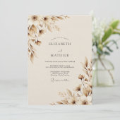 Invitation Mariage Botanique Terne Sépia (Debout devant)