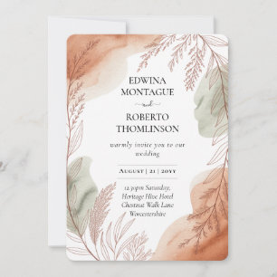 Invitation Mariage Botanique Terracotta et Sauge Heritage